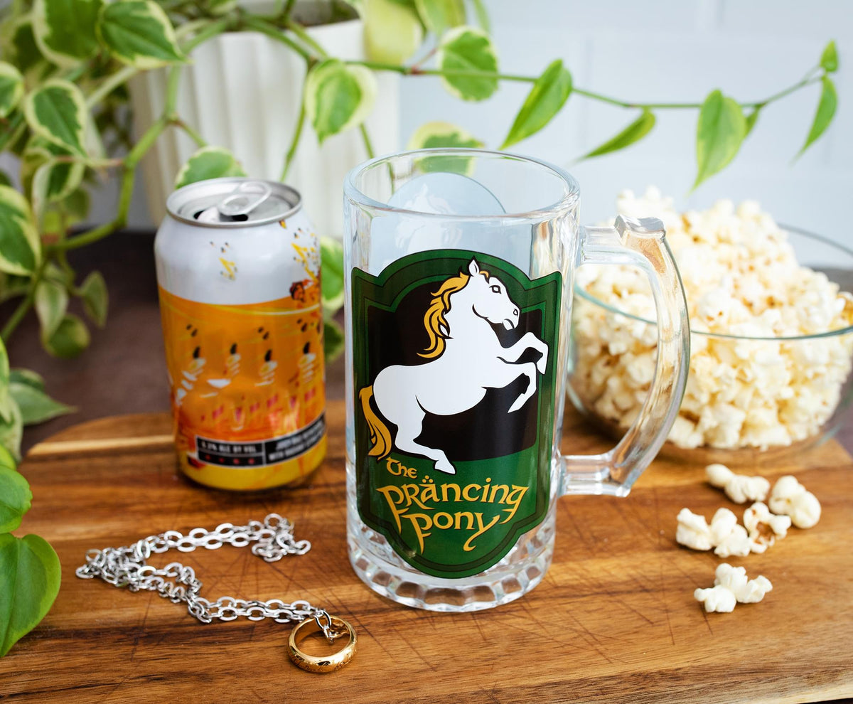 The Lord of the Rings Prancing Pony Glass Stein Mug | Holds 16 Ounces