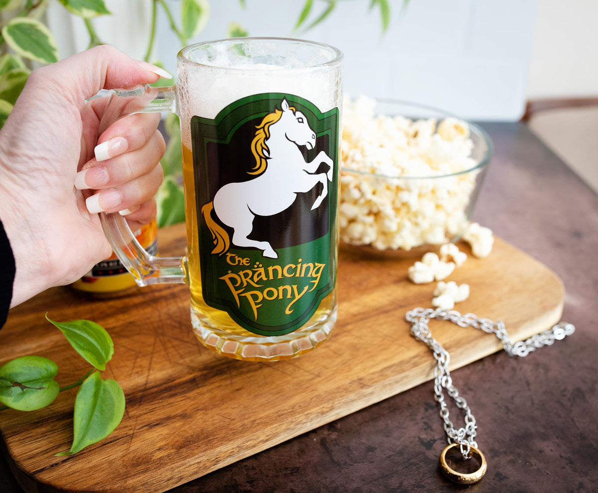 The Lord of the Rings Prancing Pony Glass Stein Mug | Holds 16 Ounces