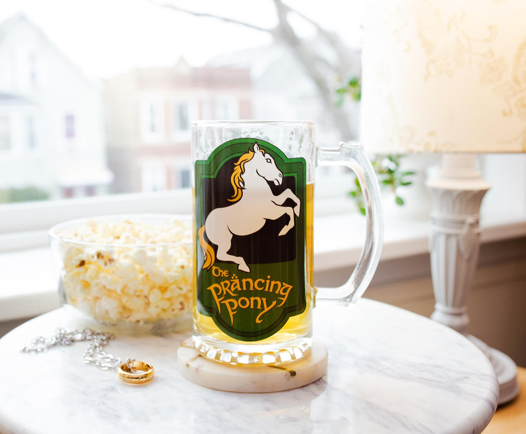 The Lord of the Rings Prancing Pony Glass Stein Mug | Holds 16 Ounces