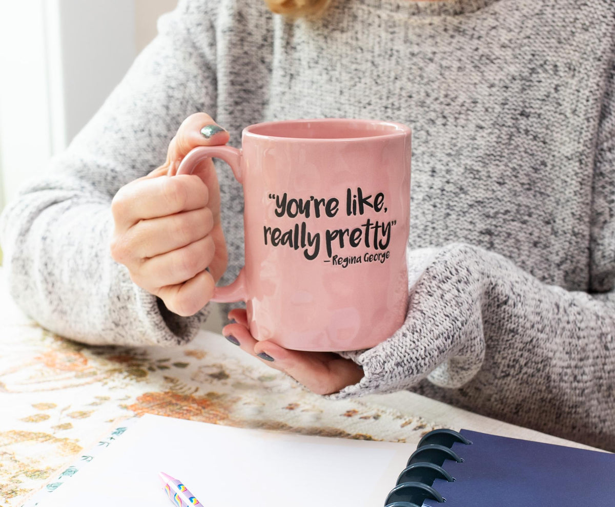 Mean Girls "Really Pretty" Wax Resist Ceramic Pottery Mug | Holds 18 Ounces