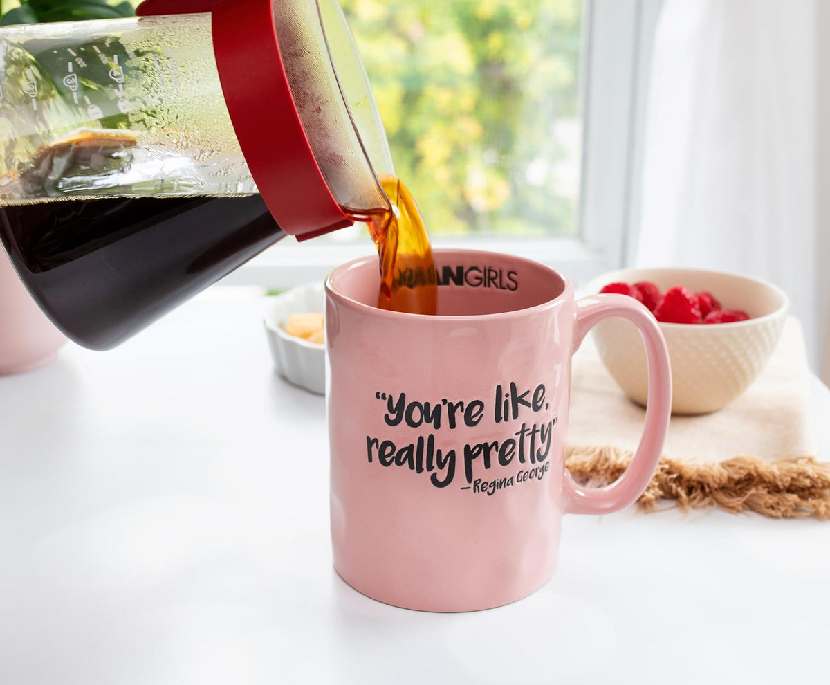 Mean Girls "Really Pretty" Wax Resist Ceramic Pottery Mug | Holds 18 Ounces