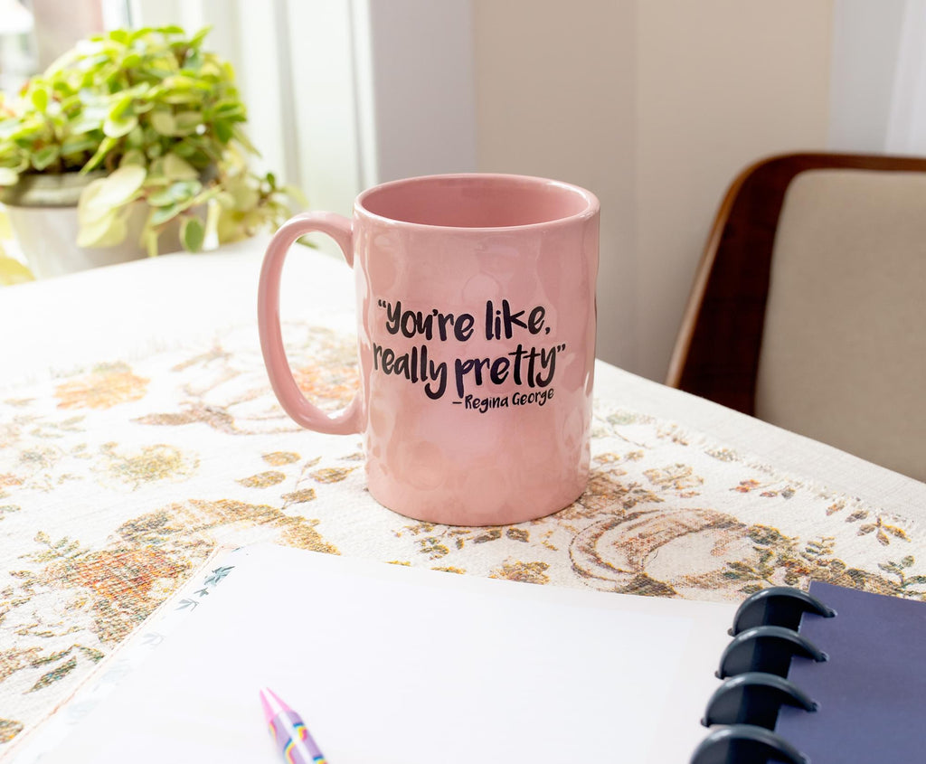 Mean Girls "Really Pretty" Wax Resist Ceramic Pottery Mug | Holds 18 Ounces