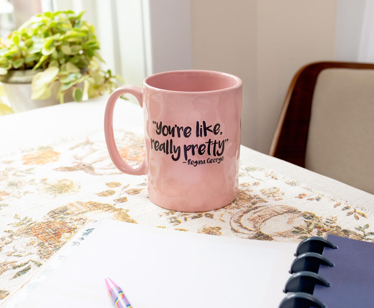 Mean Girls "Really Pretty" Wax Resist Ceramic Pottery Mug | Holds 18 Ounces