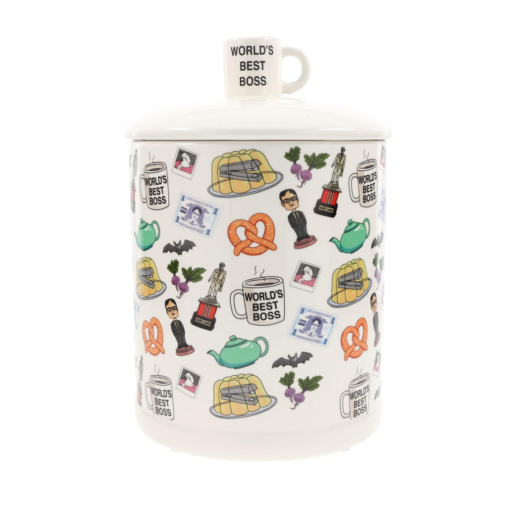 The Office Icons Ceramic Snack Jar With Molded Knob Lid | 10 Inches Tall