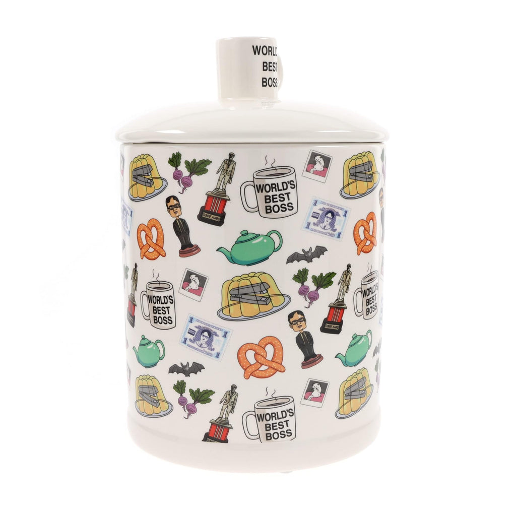 The Office Icons Ceramic Snack Jar With Molded Knob Lid | 10 Inches Tall