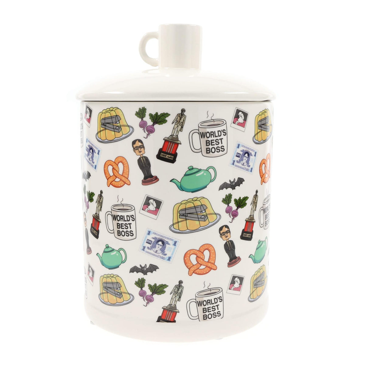 The Office Icons Ceramic Snack Jar With Molded Knob Lid | 10 Inches Tall