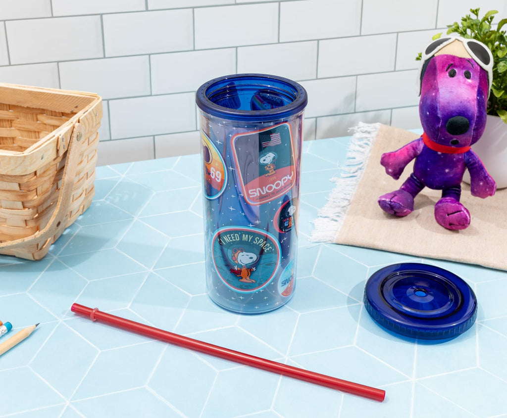 Peanuts Snoopy Space Explorer 20-Ounce Carnival Cup With Lid and Straw