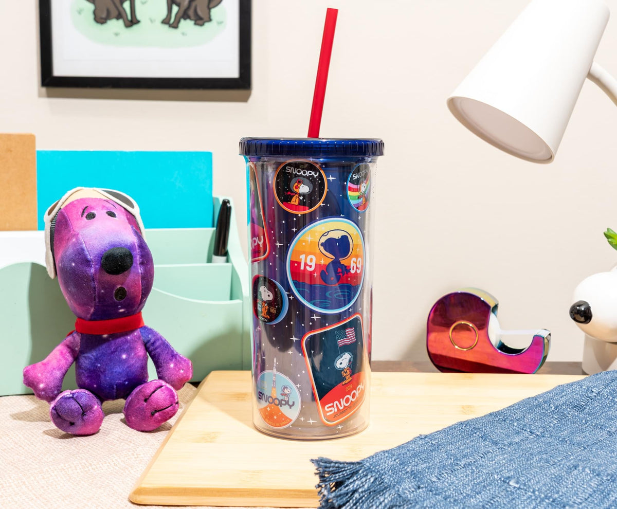 Peanuts Snoopy Space Explorer 20-Ounce Carnival Cup With Lid and Straw