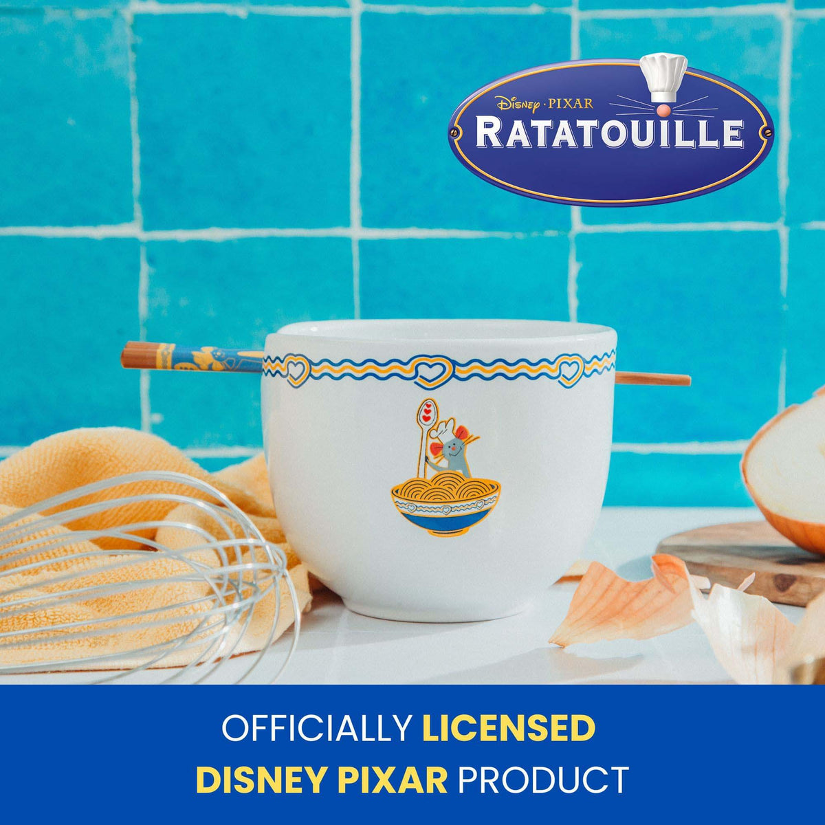 Disney Pixar Ratatouille 20-Ounce Ceramic Ramen Bowl and Chopstick Set