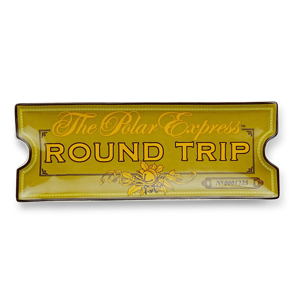The Polar Express Round Trip Ticket Sculpted Ceramic Trinket Tray