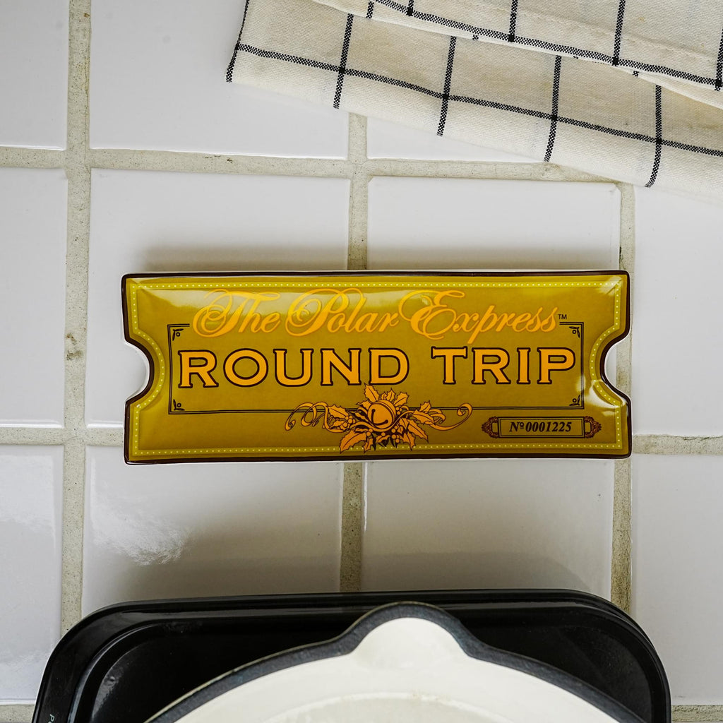 The Polar Express Round Trip Ticket Sculpted Ceramic Trinket Tray