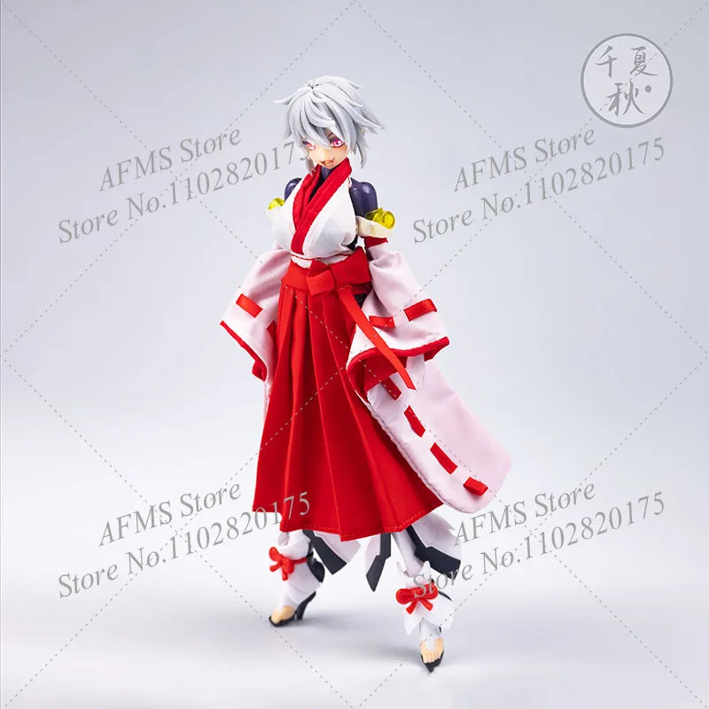1/12 Scale Mobile Suit Girl Kimono Witch Uniform Backless Vest Tops Pleated Skirt Set For 6Inch Women Soldier Action Figure Body