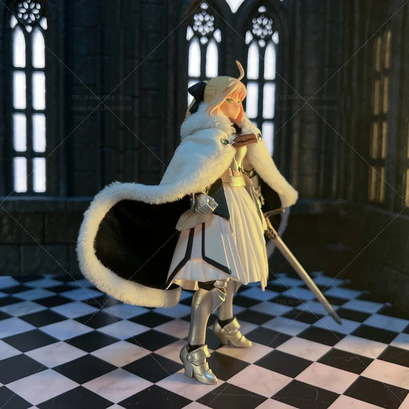 1/12 Scale Female Clothes Cloak Zero Artoria Pendragon Saber Lily Japanese Anime For figma 6-inch Action Figure Soldier Scene