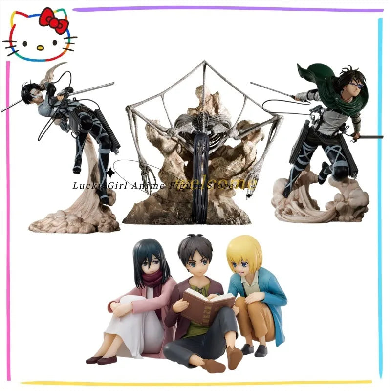 '-In Stock Original BANDAI Ichiban KUJI Attack on Titan Eren Yeager Levi Ackerman Zoe Hans Mikasa Armin Arlert  Model  Figure
