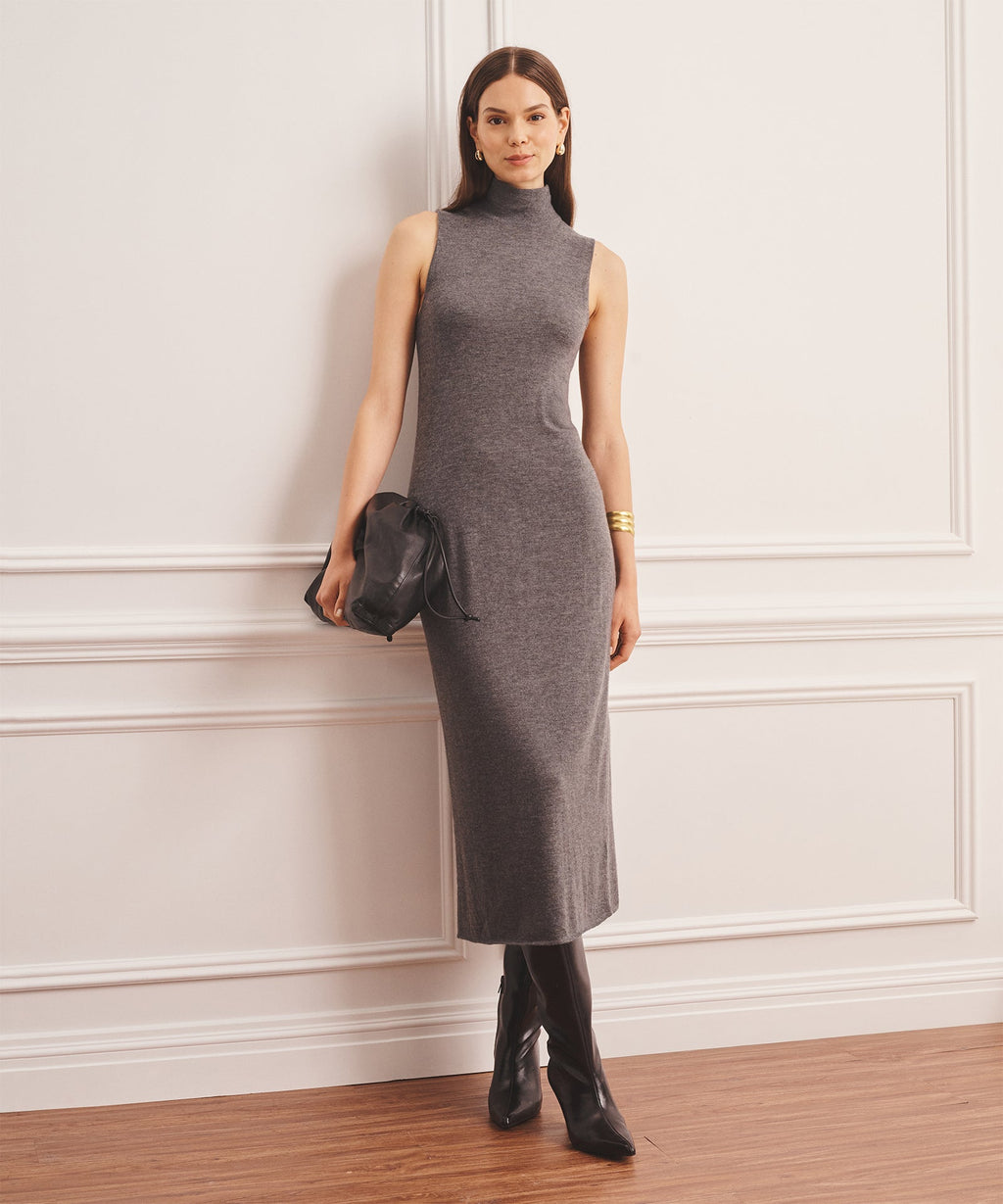 Super Fine Cashmere Sleeveless Turtleneck Dress