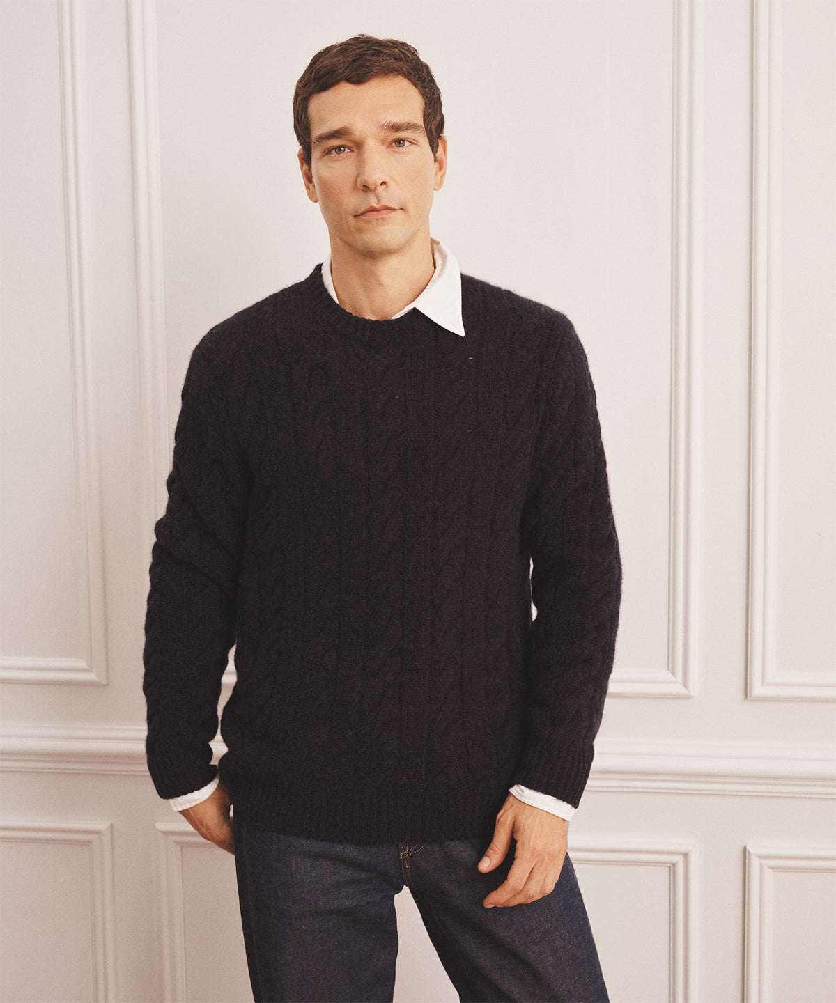 Super Luxe Cashmere Cable Crewneck