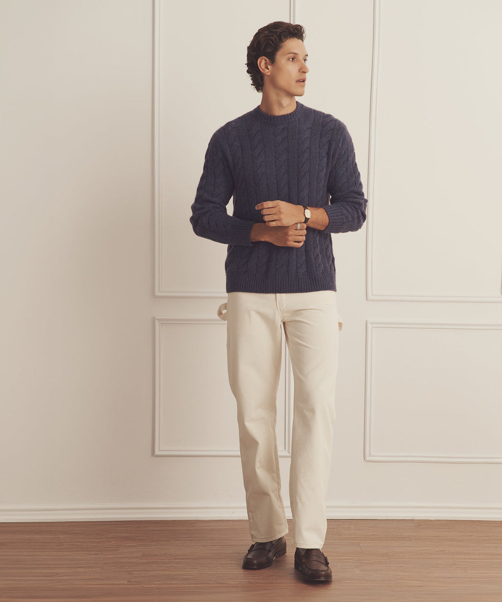 Super Luxe Cashmere Cable Crewneck