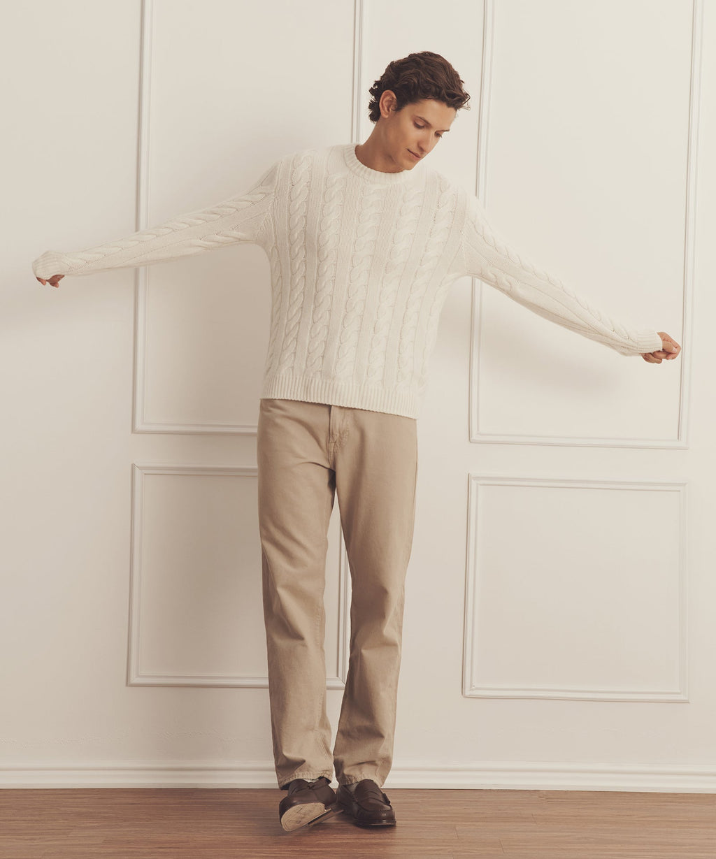 Super Luxe Cashmere Cable Crewneck