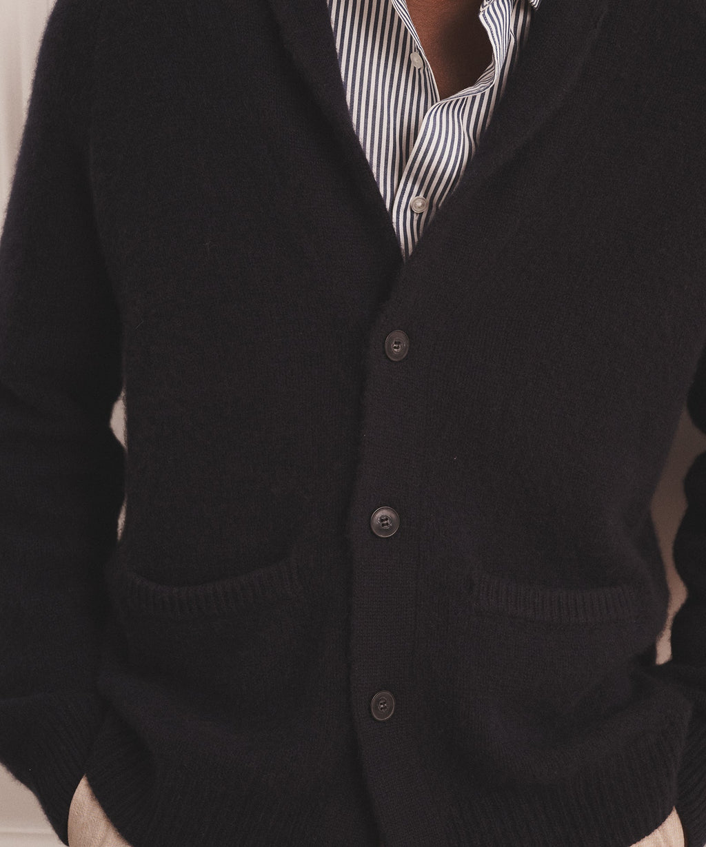 Super Luxe Cashmere Shawl Collared Cardigan