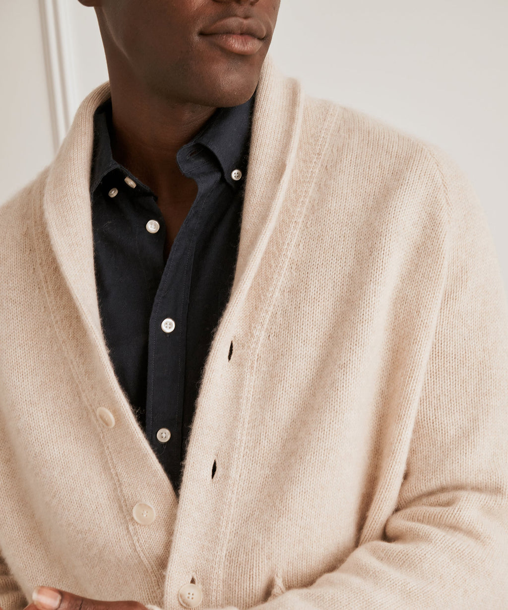 Super Luxe Cashmere Shawl Collared Cardigan