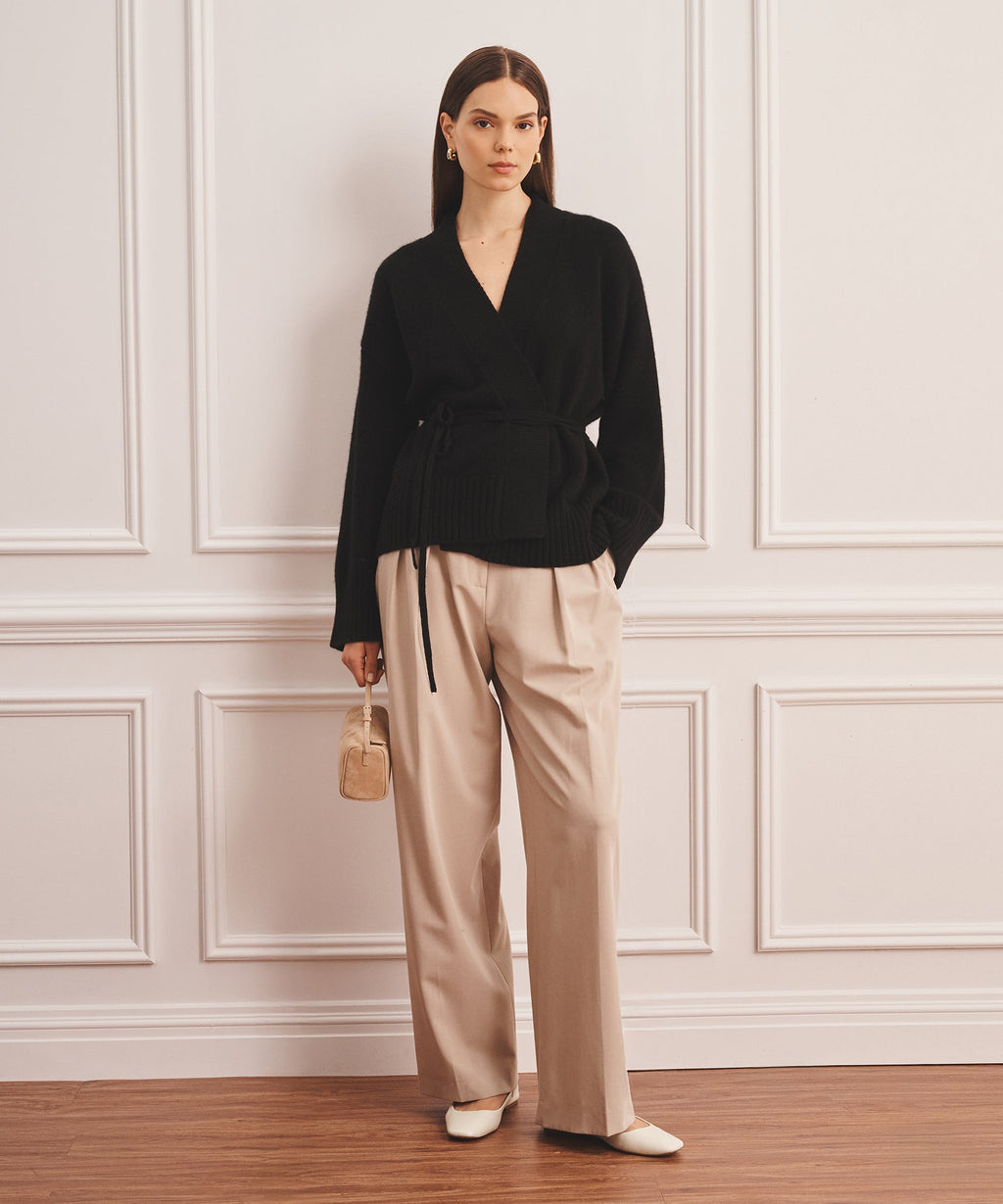 Super Luxe Cashmere Tie Waist Cardigan