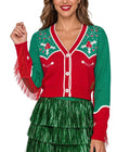 Women's Christmas Cowgirl Cropped Cardigan Sweater