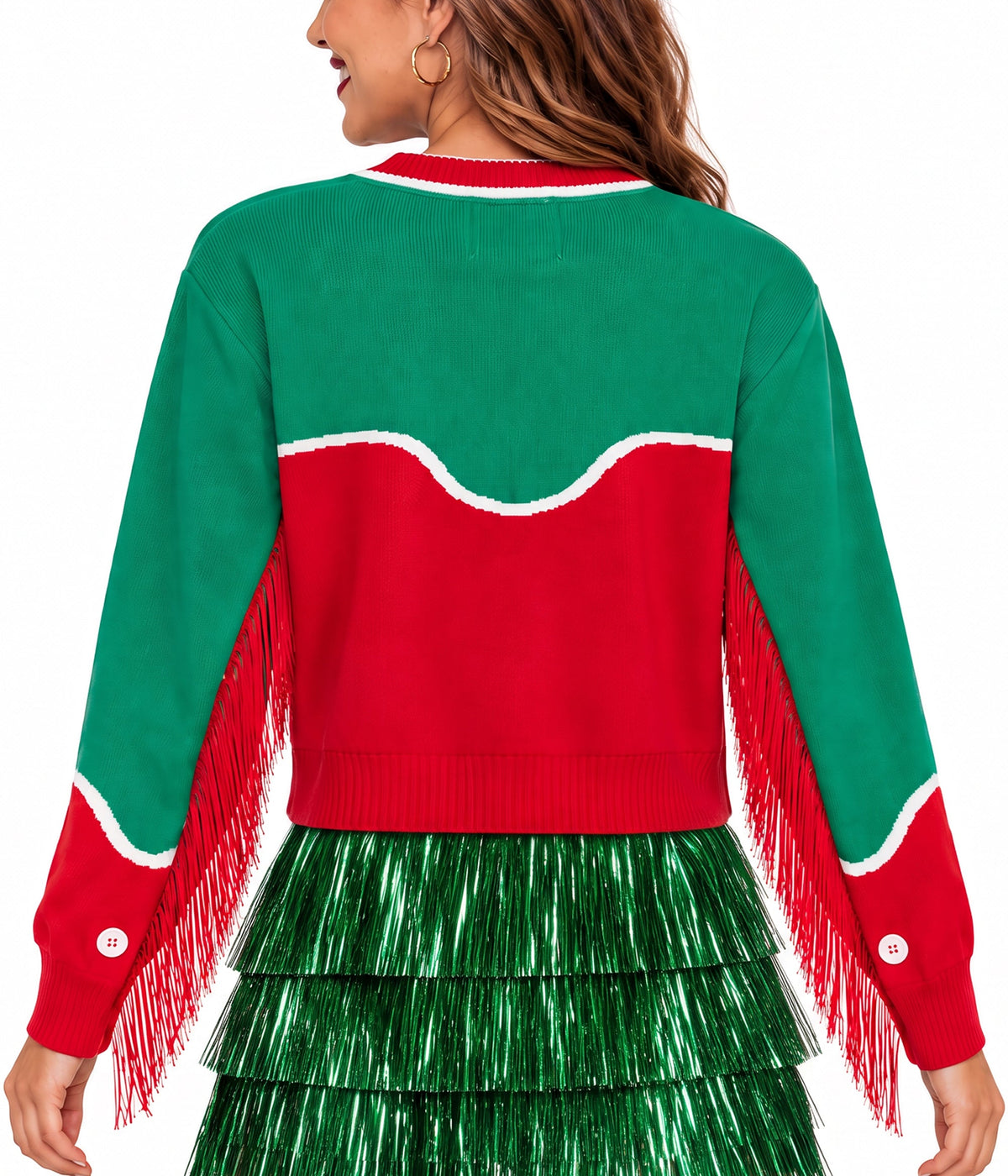 Women's Christmas Cowgirl Cropped Cardigan Sweater