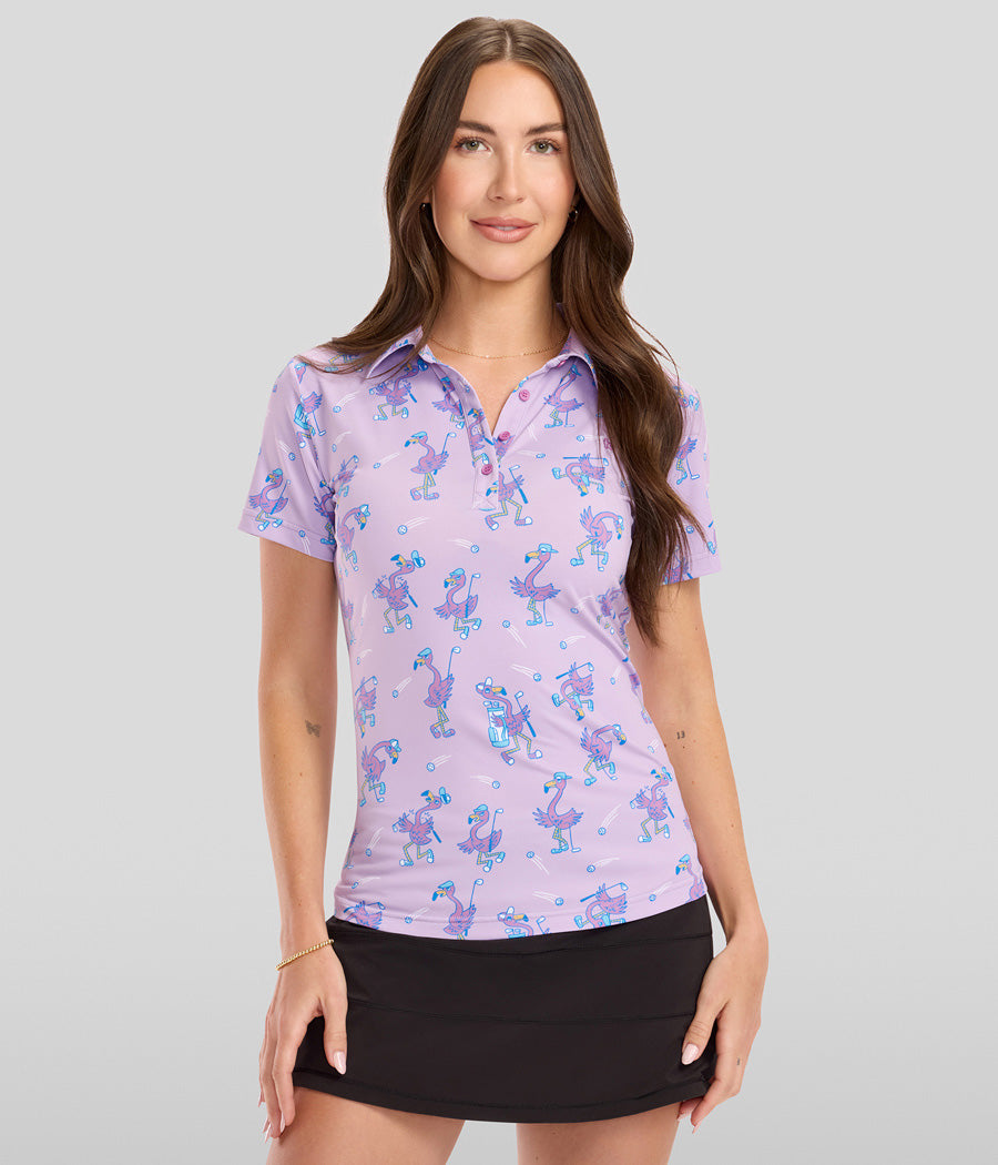Women's Flamingo Fiasco Short-Sleeve Golf Polo