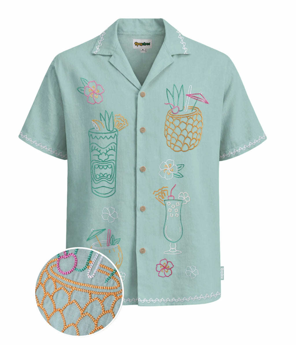 Men's Tiki Drink Linen Cabana Shirt