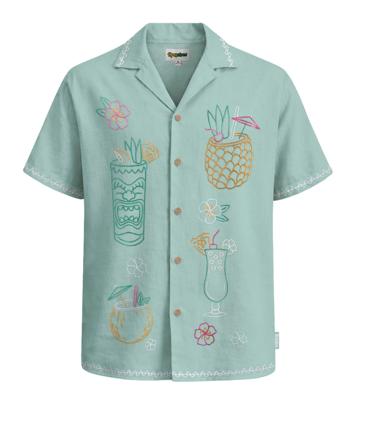Men's Tiki Drink Linen Cabana Shirt