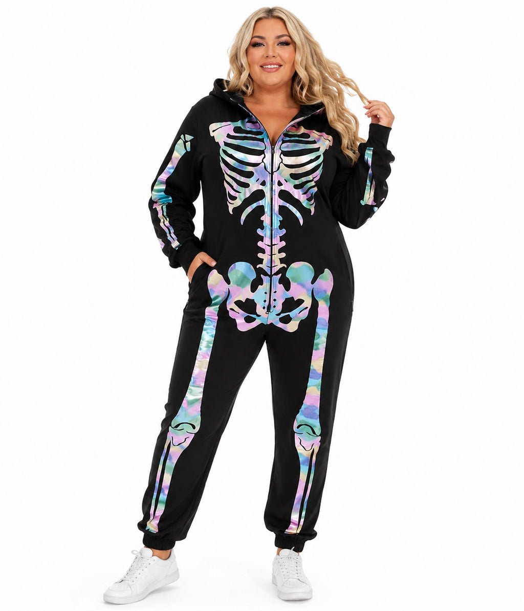Women's Iridescent Skeleton Plus Size Costume