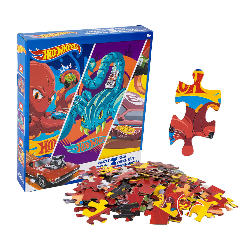 Hot Wheels Jigsaw Puzzle 3 Pack |  24, 48, & 100 Pieces