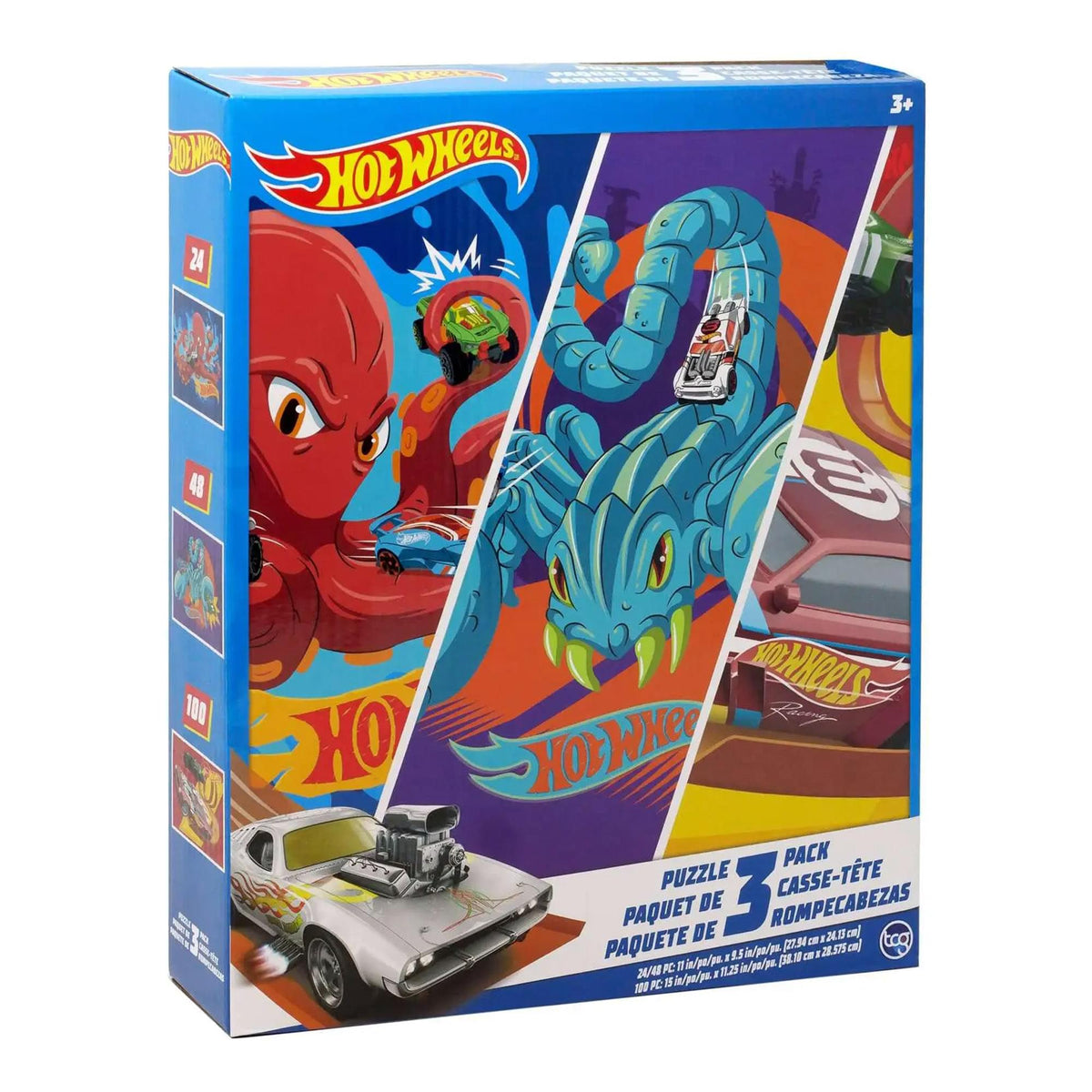 Hot Wheels Jigsaw Puzzle 3 Pack |  24, 48, & 100 Pieces