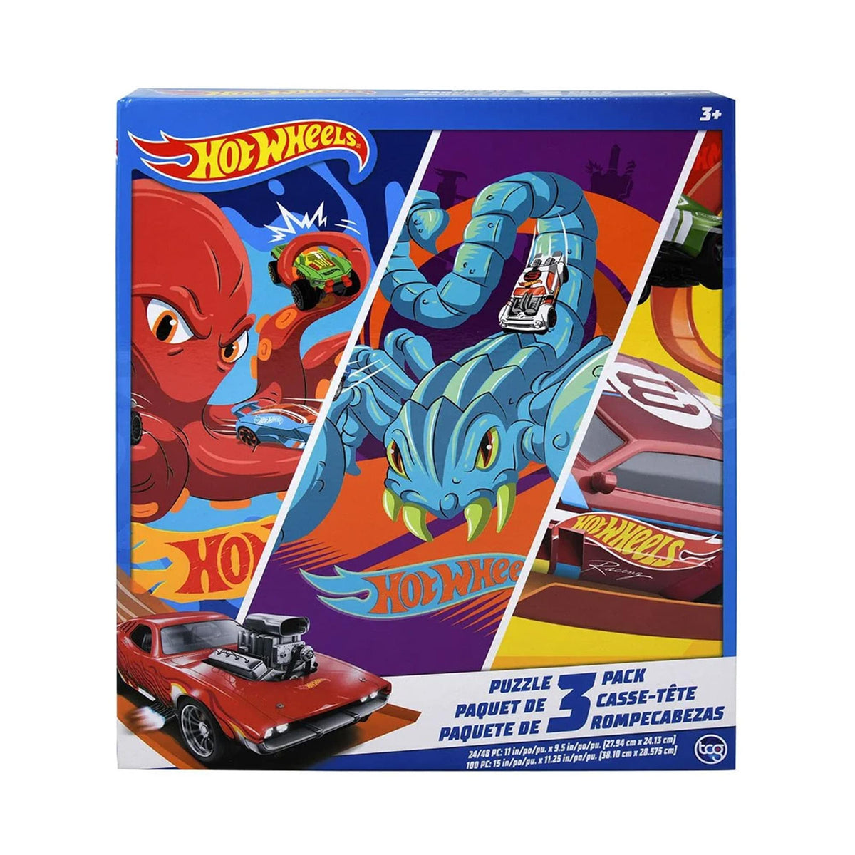 Hot Wheels Jigsaw Puzzle 3 Pack |  24, 48, & 100 Pieces