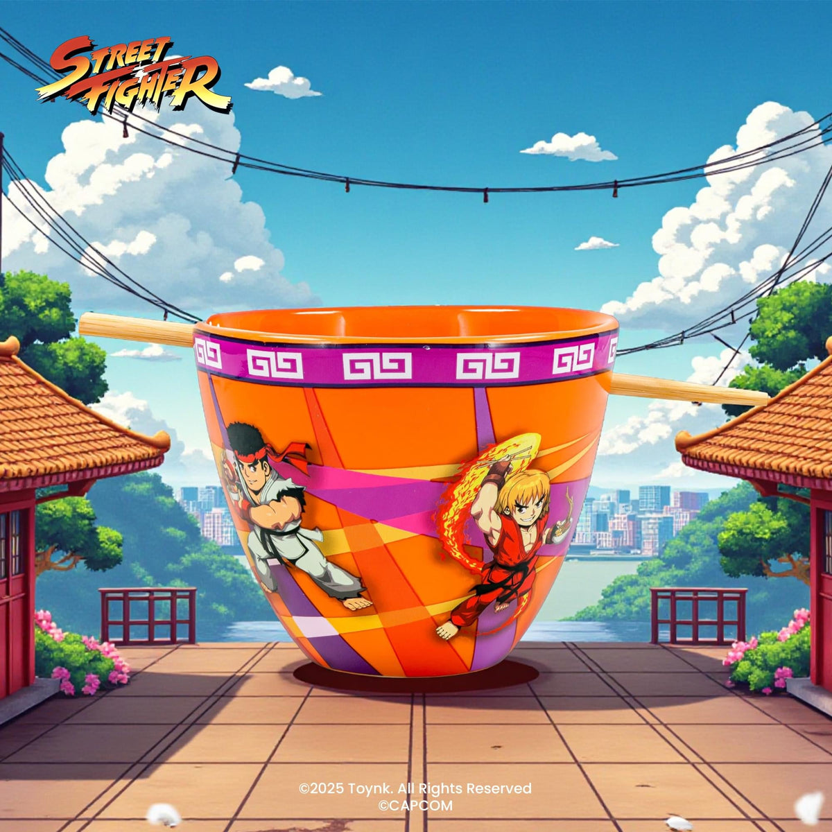 Street Fighter Battle Boys 16-Ounce Ramen Bowl and Chopsticks