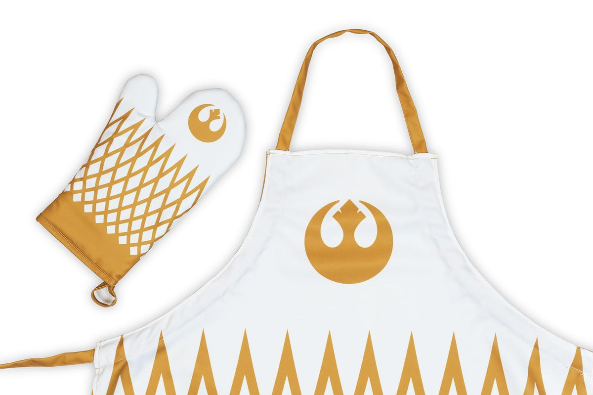 Star Wars White/Gold Adult Apron & Oven Mitt Set - Rebel Design