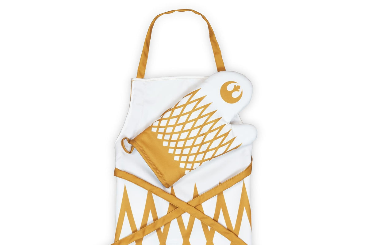 Star Wars White/Gold Adult Apron & Oven Mitt Set - Rebel Design