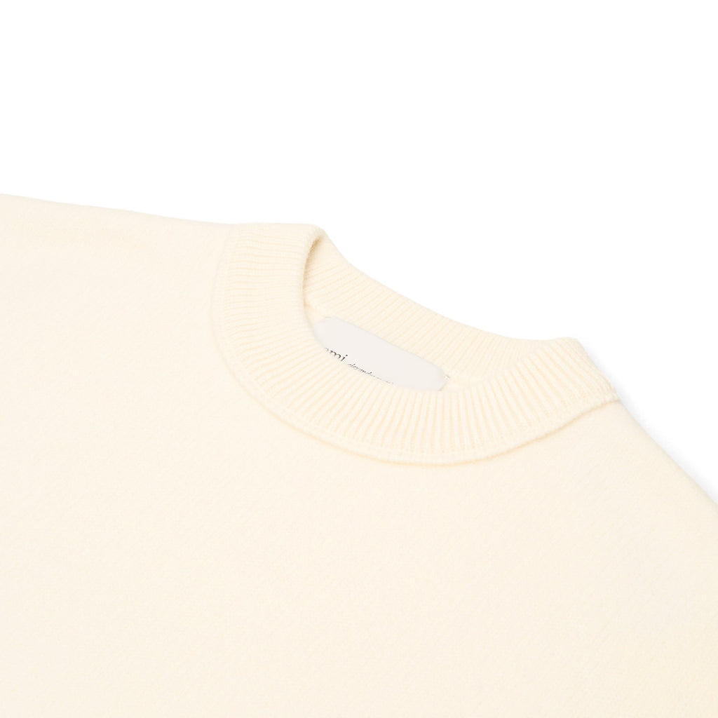 AMI Paris Crewneck Sweater With Contrasted AMI De Couer (Ecru/Rouge)
