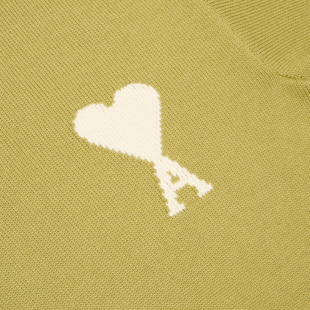 AMI Paris Crewneck Sweater With Contrasted AMI De Couer (Matcha/Ecru)