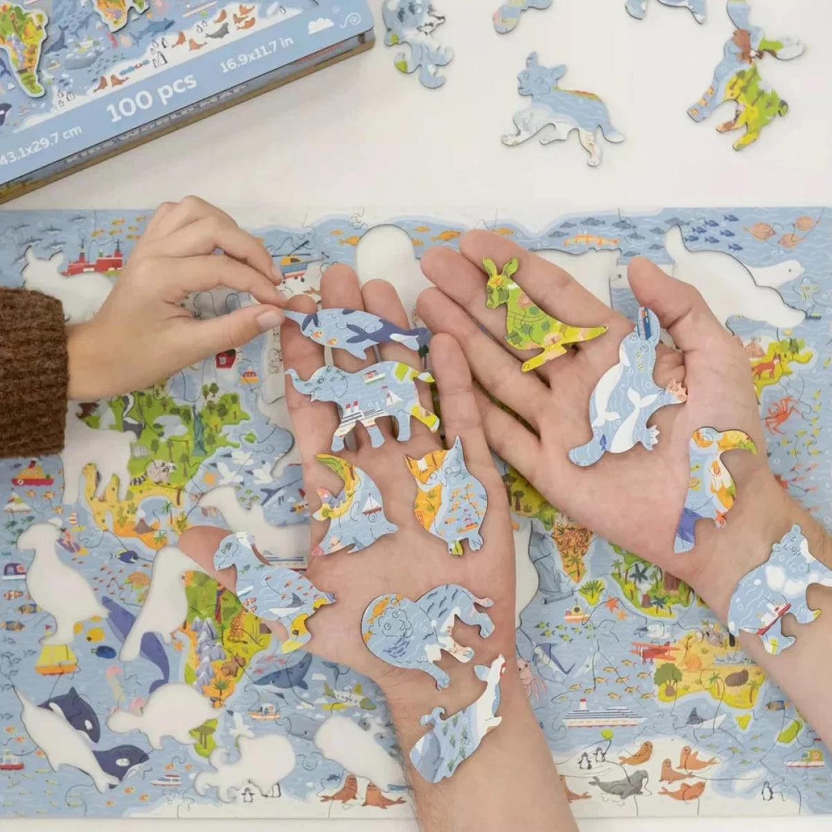 Kids World Map 100 Piece Wooden Jigsaw Puzzle