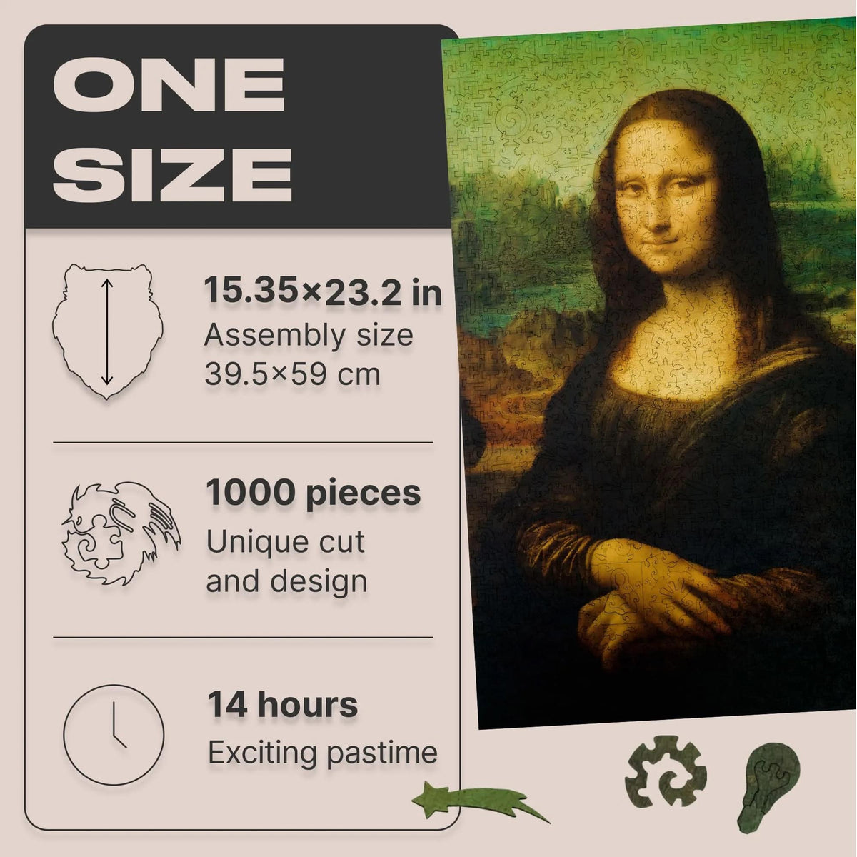 Mona Lisa 1000 Piece Wooden Jigsaw Puzzle