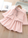 Blush Tweed Pearl Trim Coat & Tank Dress Set