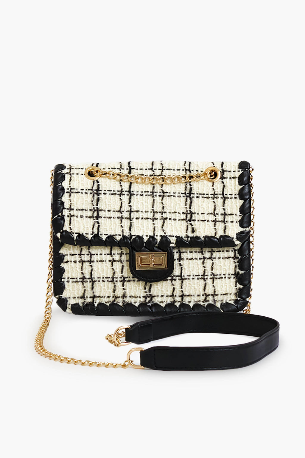 Black and White Tweed Marjorie Bag