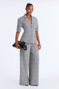 Report To Me Plaid Blazer Pant Set - Black/combo