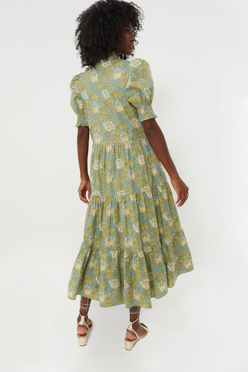 Blue and Green Leafy Floral Bennett Maxi Dress
