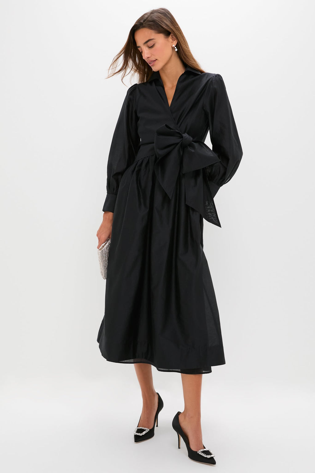Black Tie Front Bow Bea Maxi Dress