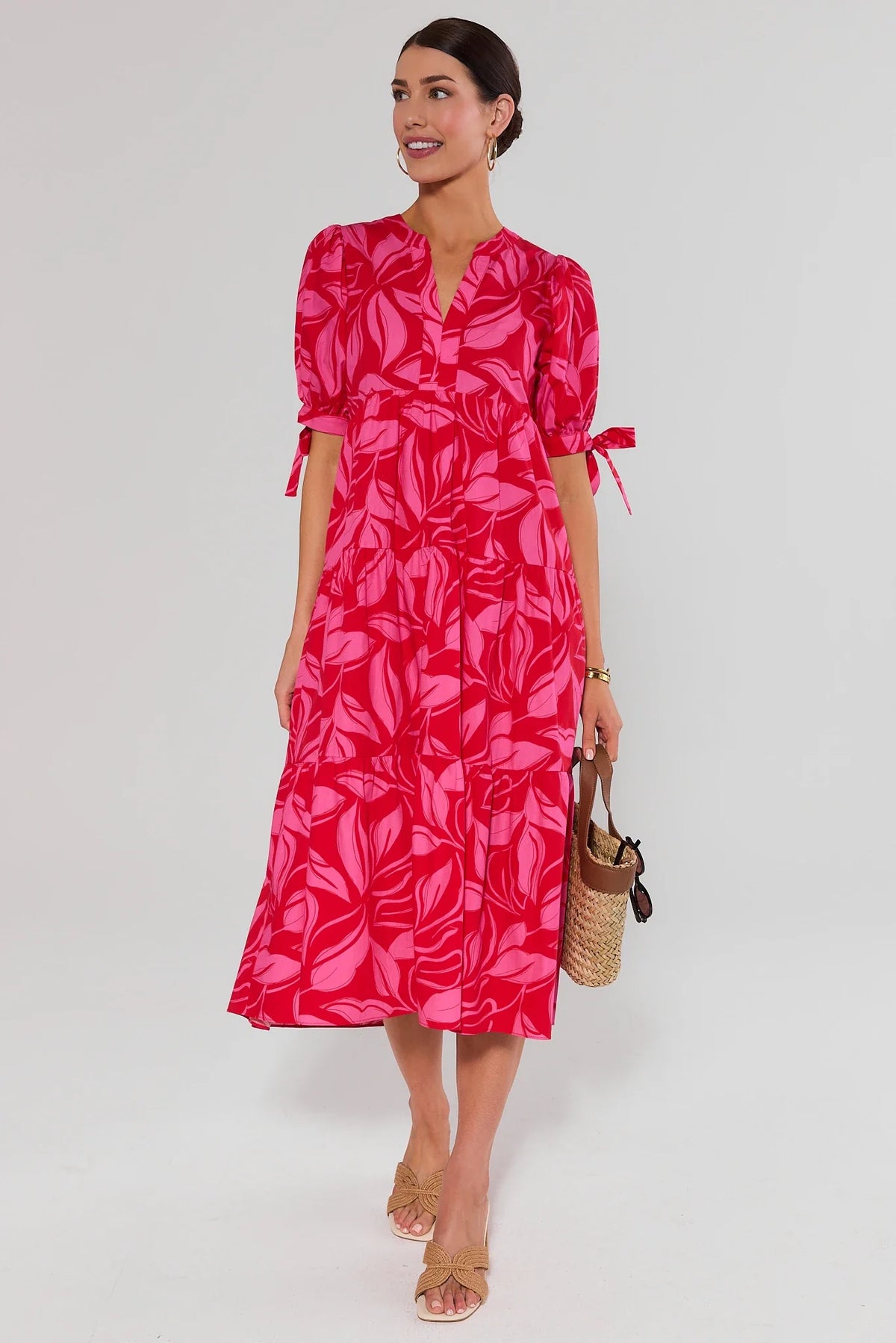 Harriet Red Printed Midi Dress