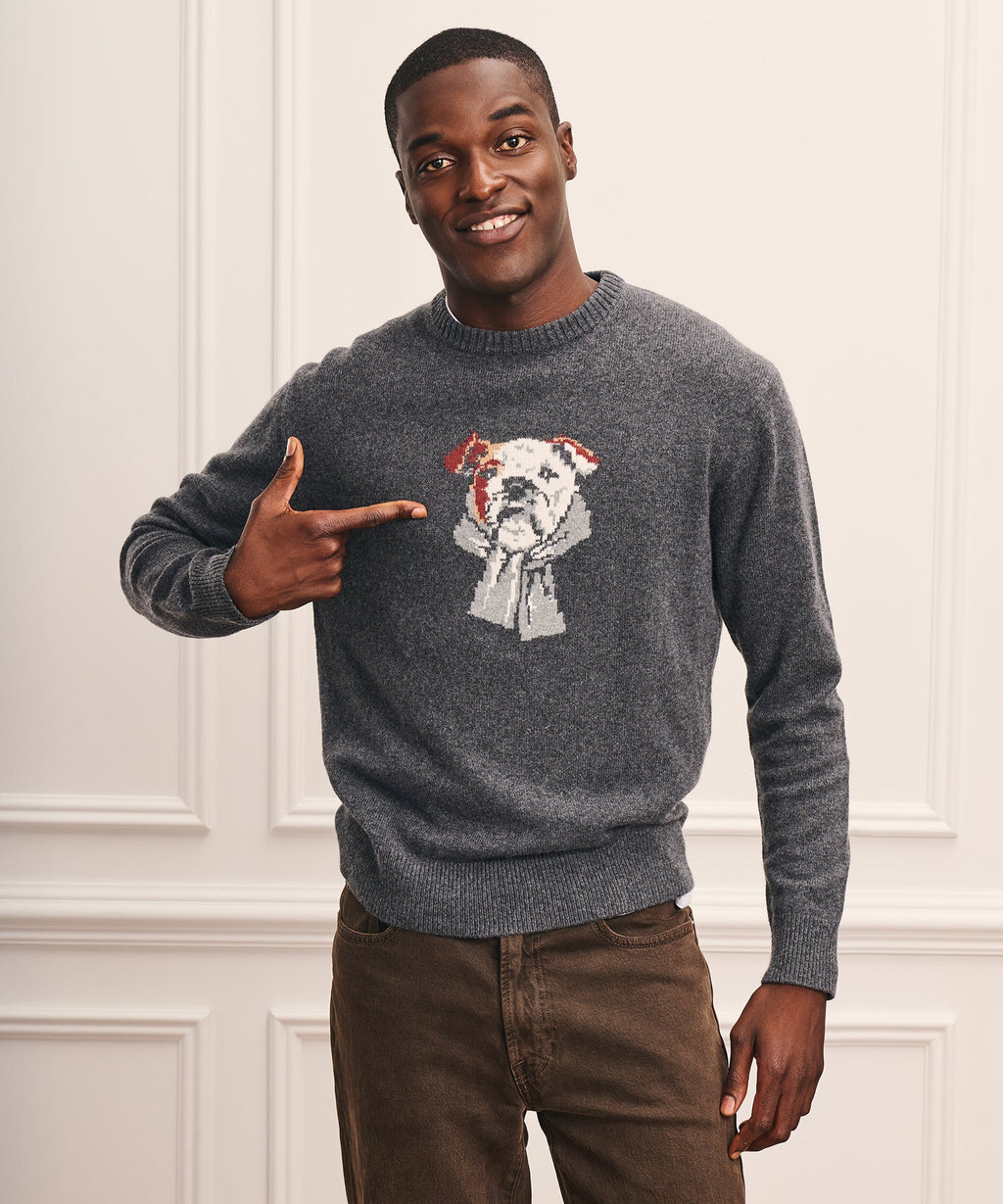 Wool Cotton Dog Jacquard Crewneck Sweater