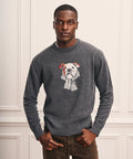 Wool Cotton Dog Jacquard Crewneck Sweater