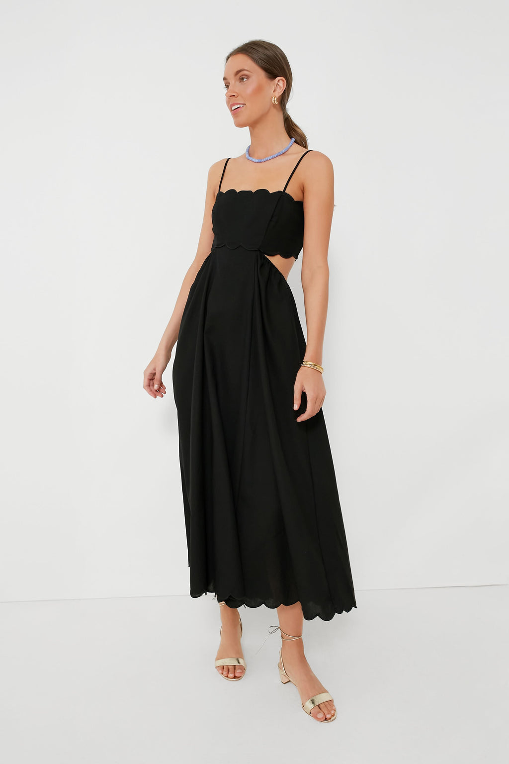 Black Scallop Hem Dress